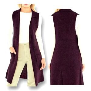 Love tree long line cardigan sweater vest with front pockets size L brand new